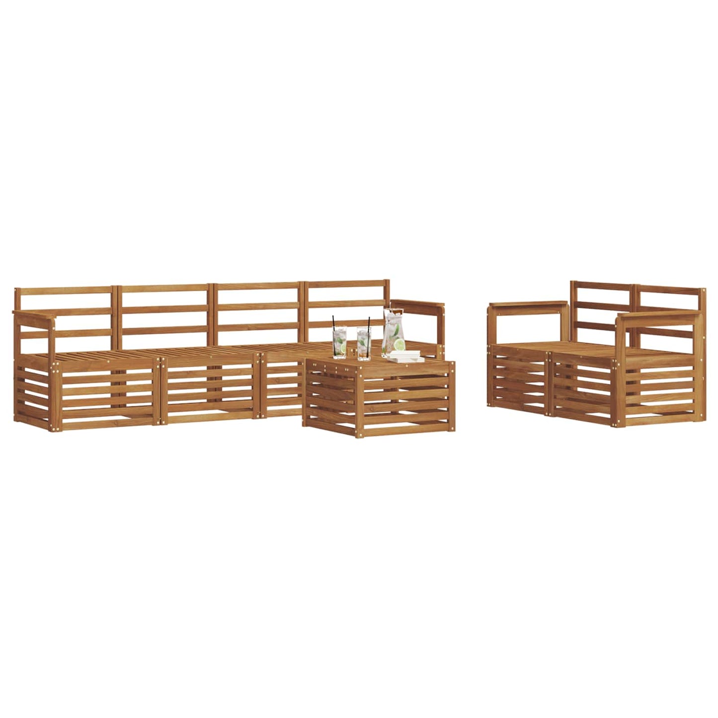 Set divani 7 pcs Naturale Legno di Acacia Massello