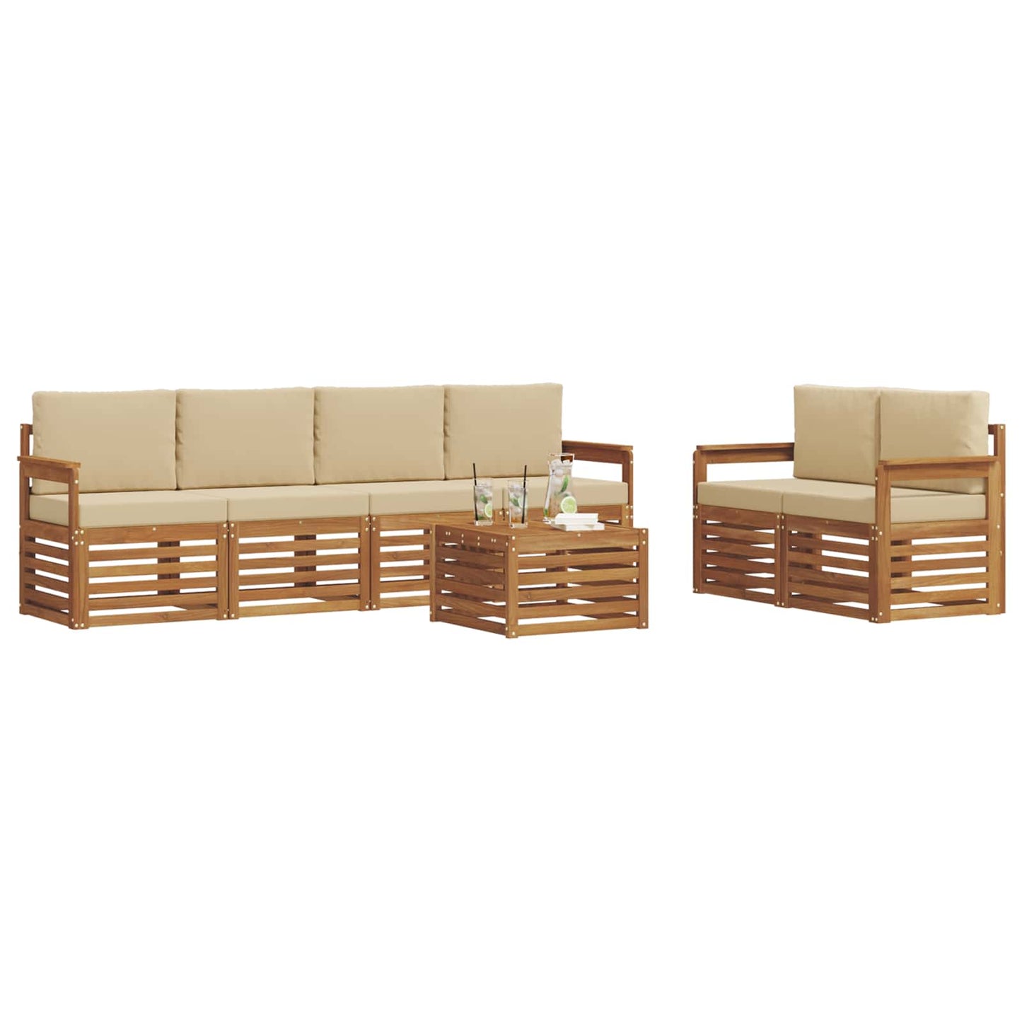 Set di divani da esterno con cuscino Naturale e Beige