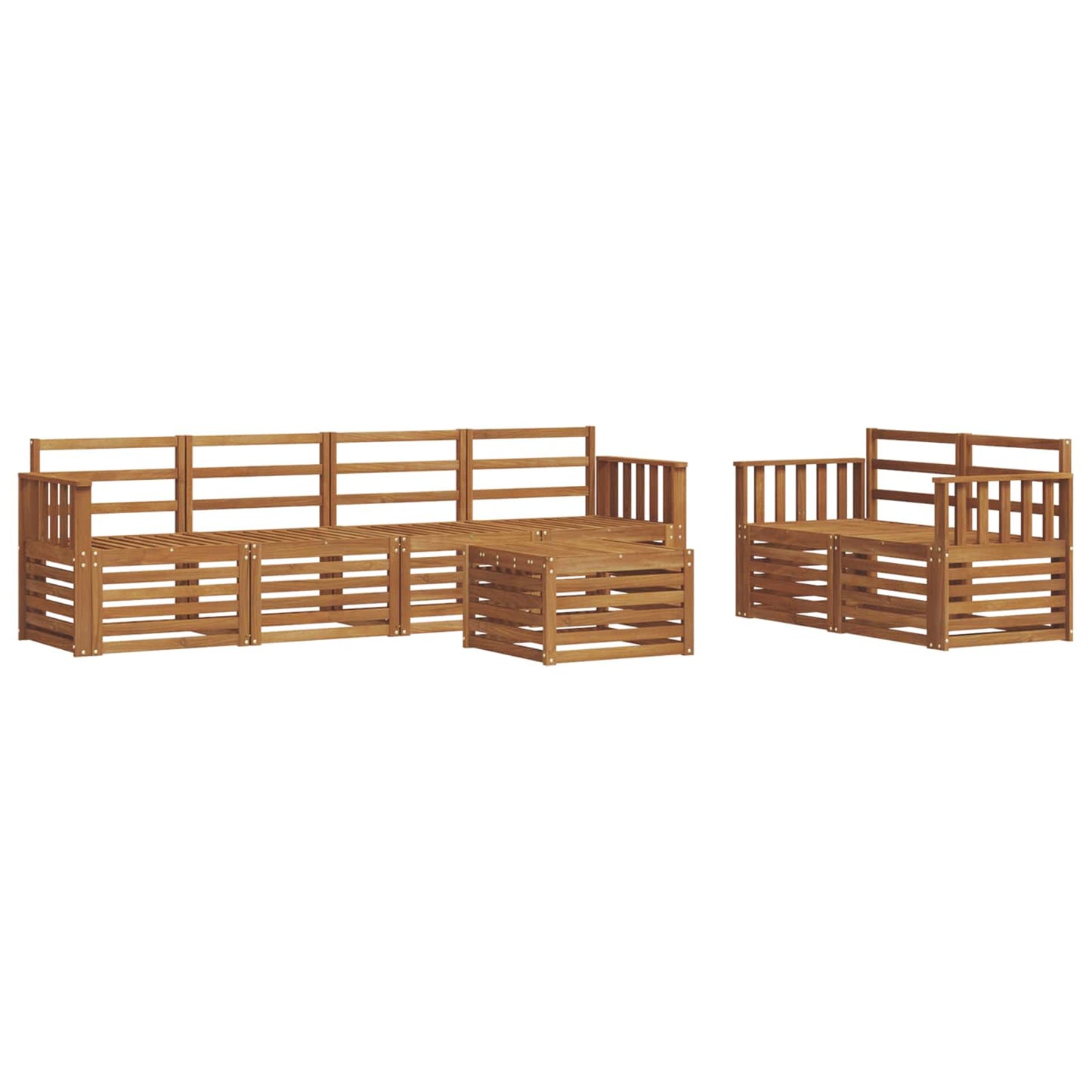 Set divani 7 pcs Naturale Legno di Acacia Massello
