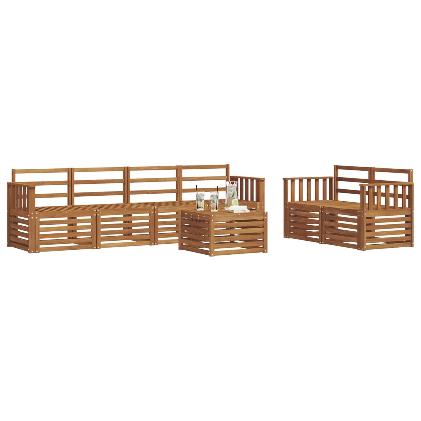 Set divani 7 pcs Naturale Legno di Acacia Massello