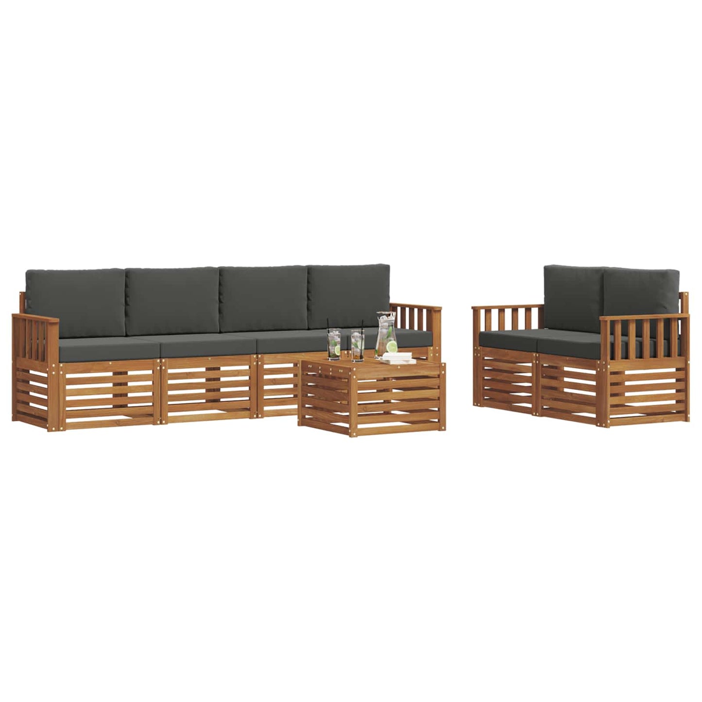 Set di divani da esterno con cuscino Naturale e Antracite