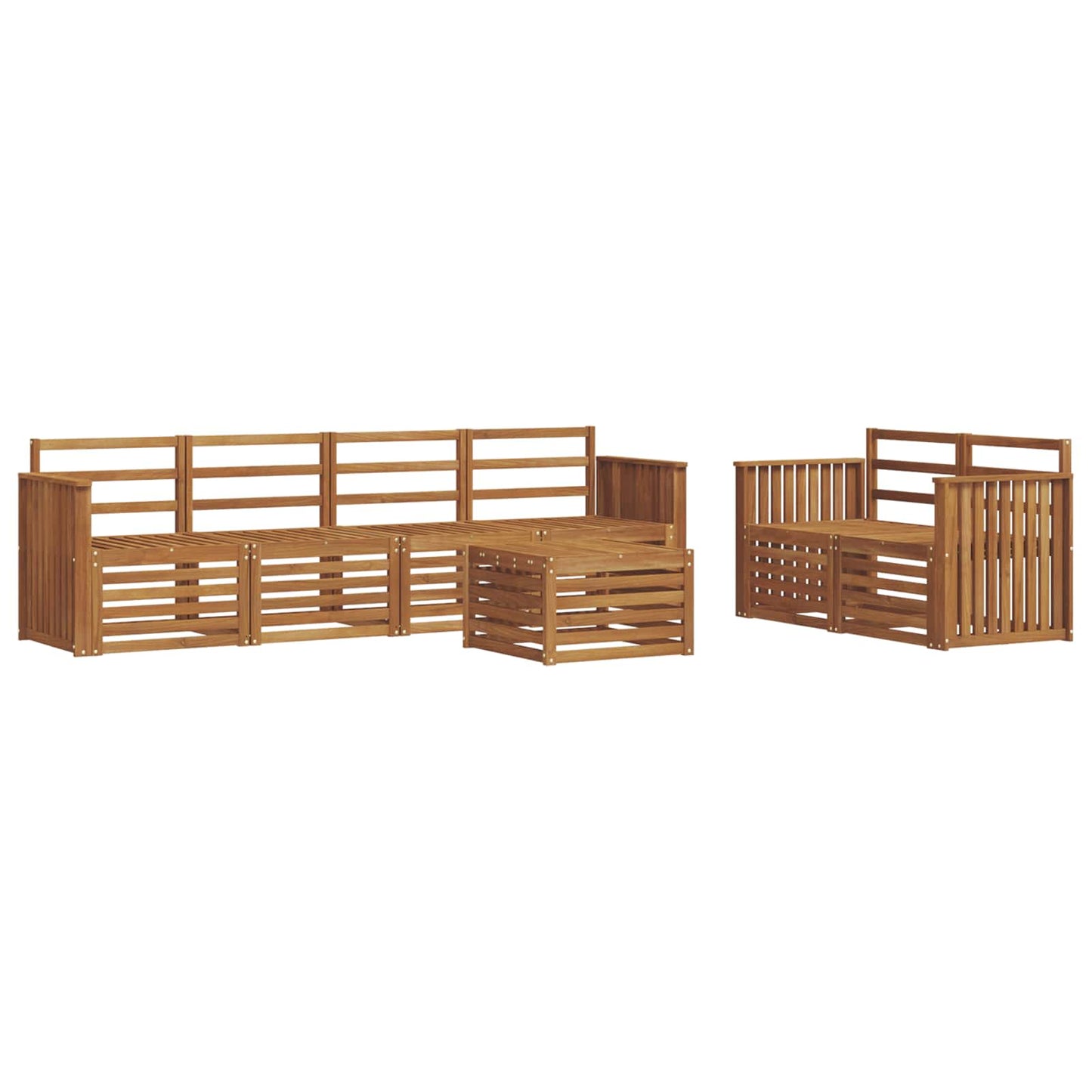 Set divani 7 pcs Naturale Legno di Acacia Massello