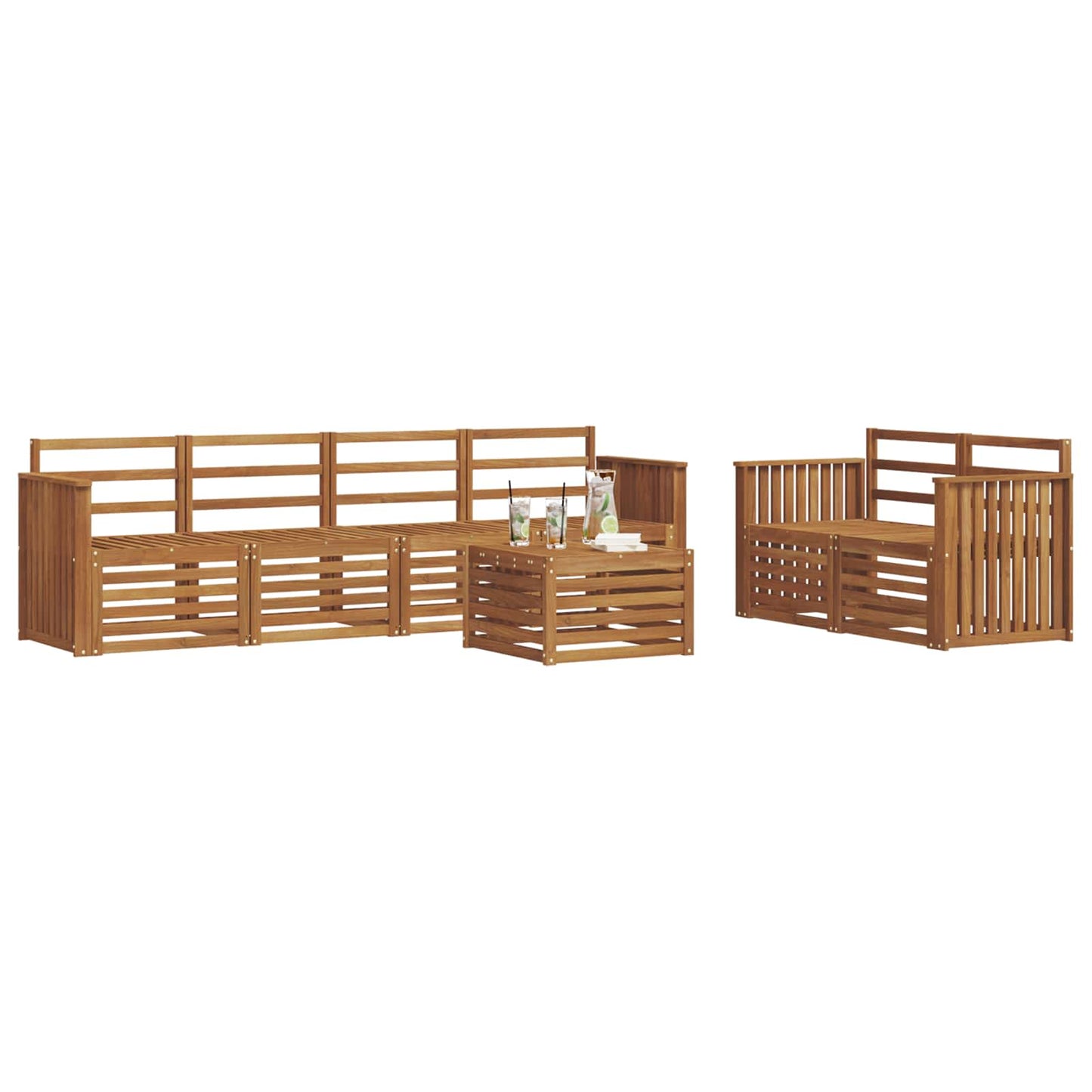 Set divani 7 pcs Naturale Legno di Acacia Massello