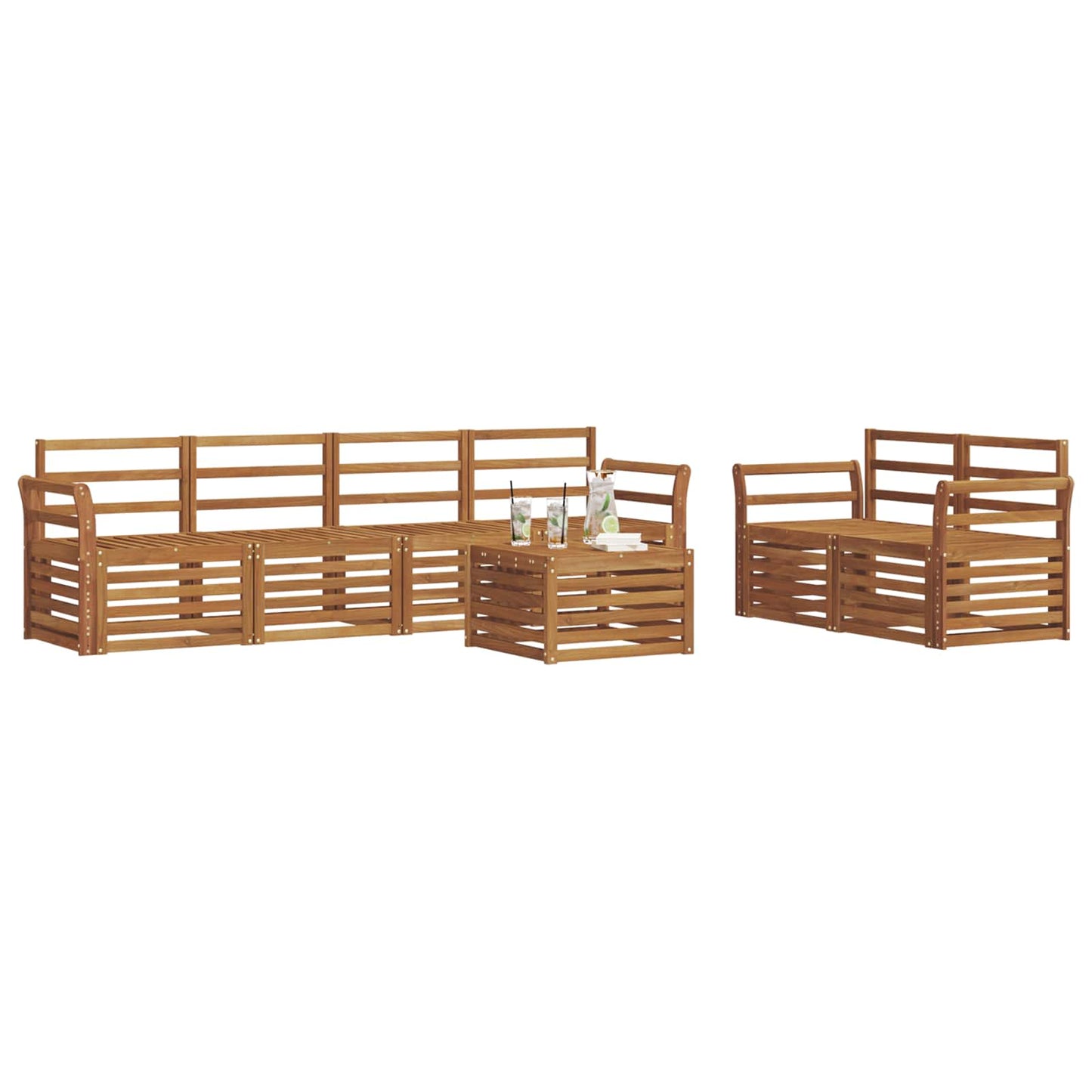 Set divani 7 pcs Naturale Legno di Acacia Massello