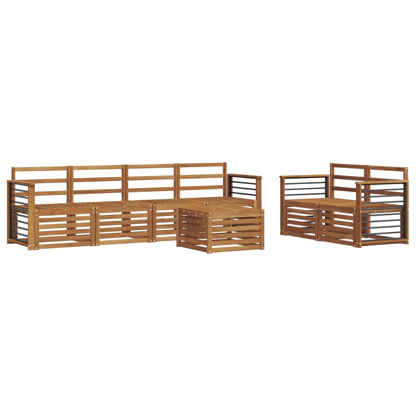 Set divani 7 pcs Naturale Legno di Acacia Massello