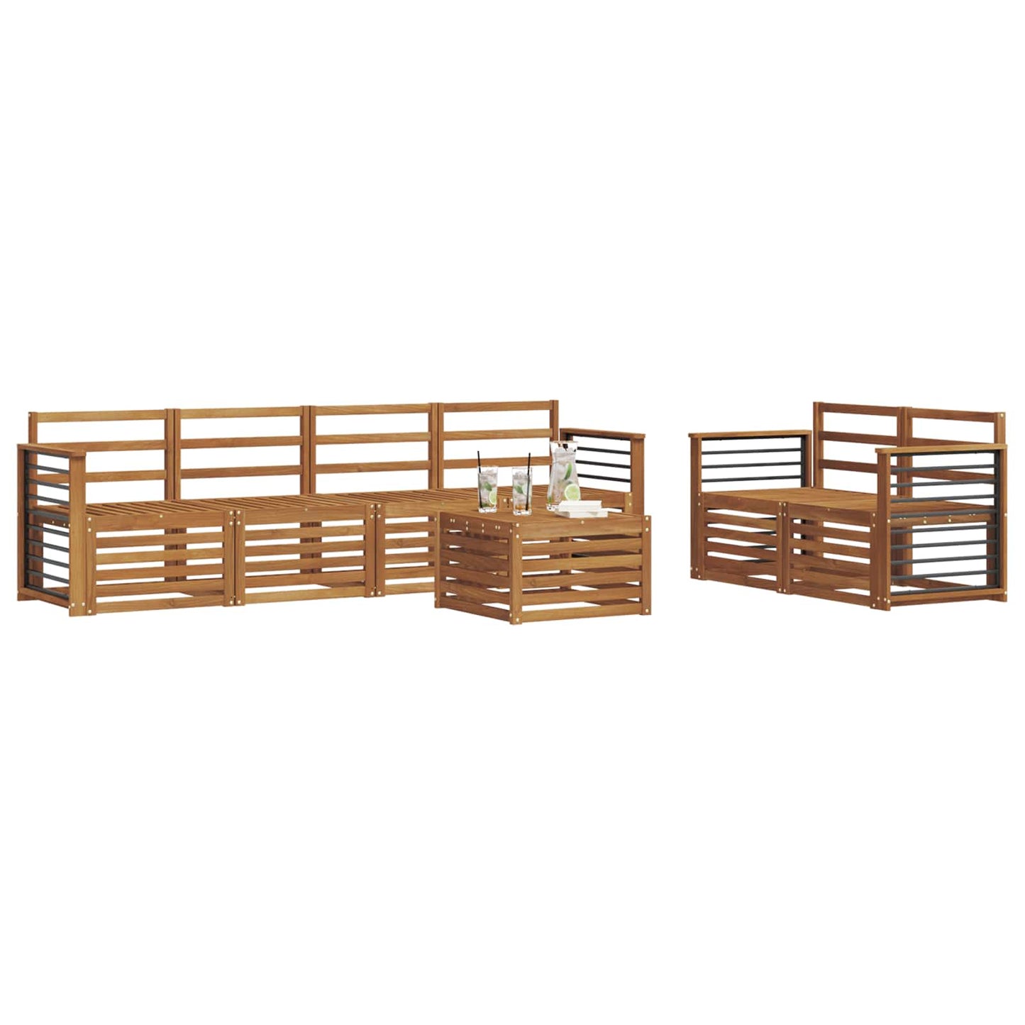 Set divani 7 pcs Naturale Legno di Acacia Massello