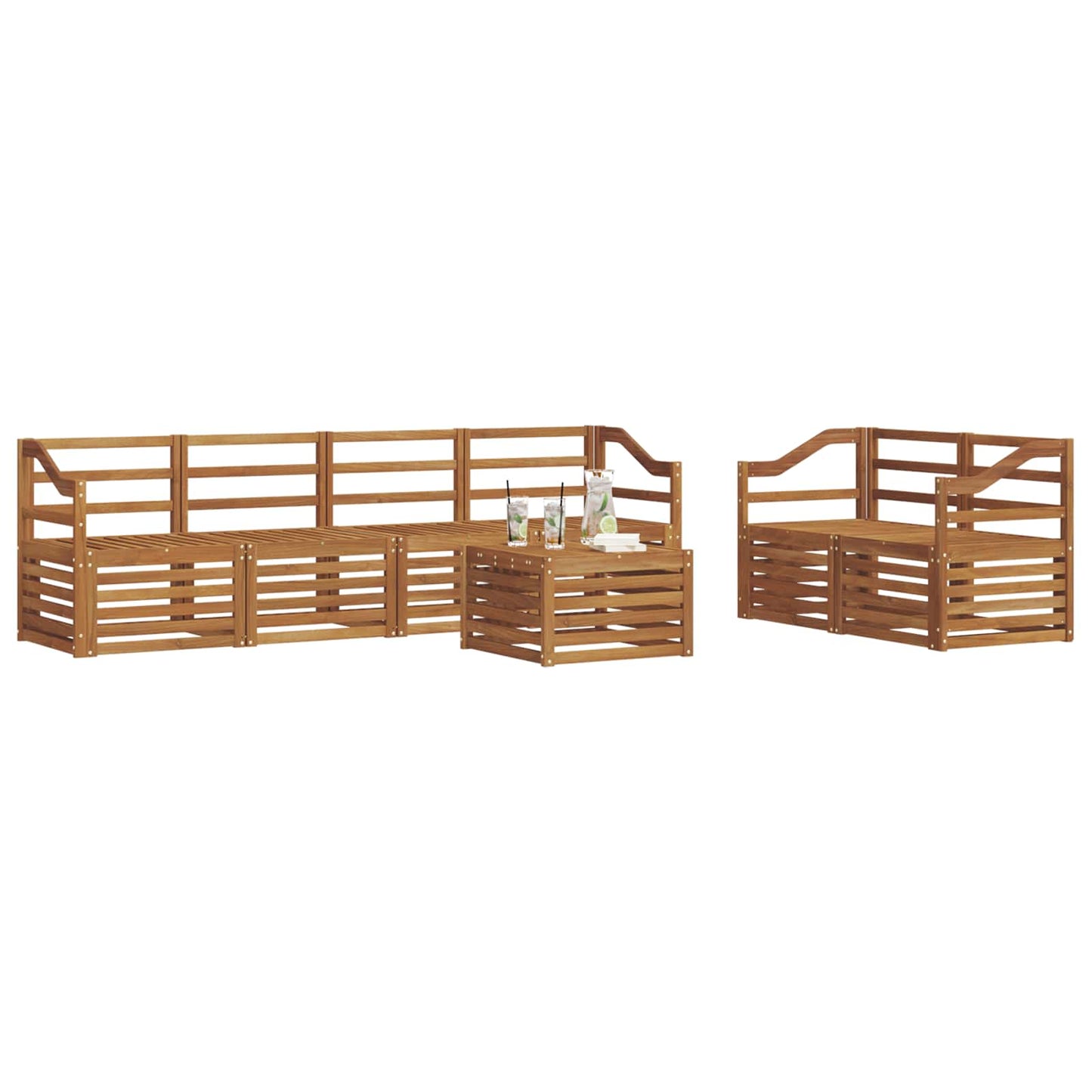 Set divani 7 pcs Naturale Legno di Acacia Massello