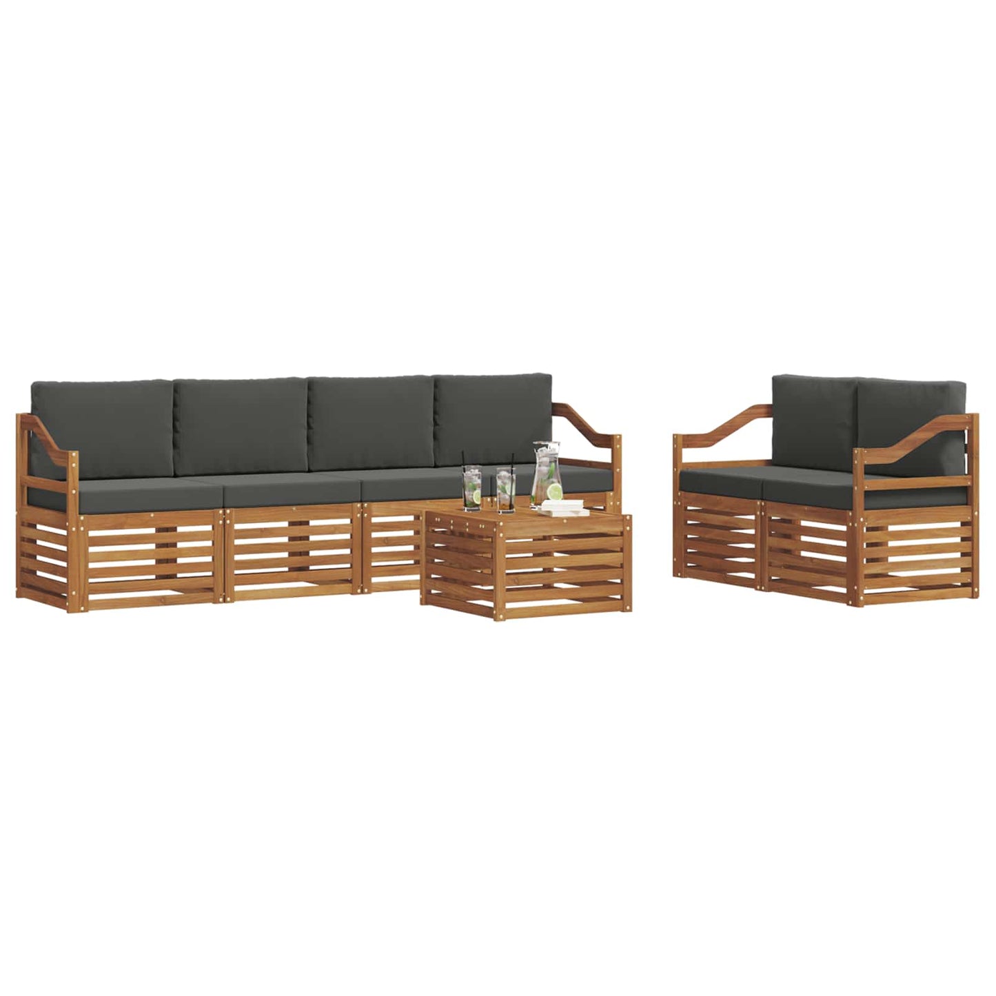 Set di divani da esterno con cuscino Naturale e Antracite
