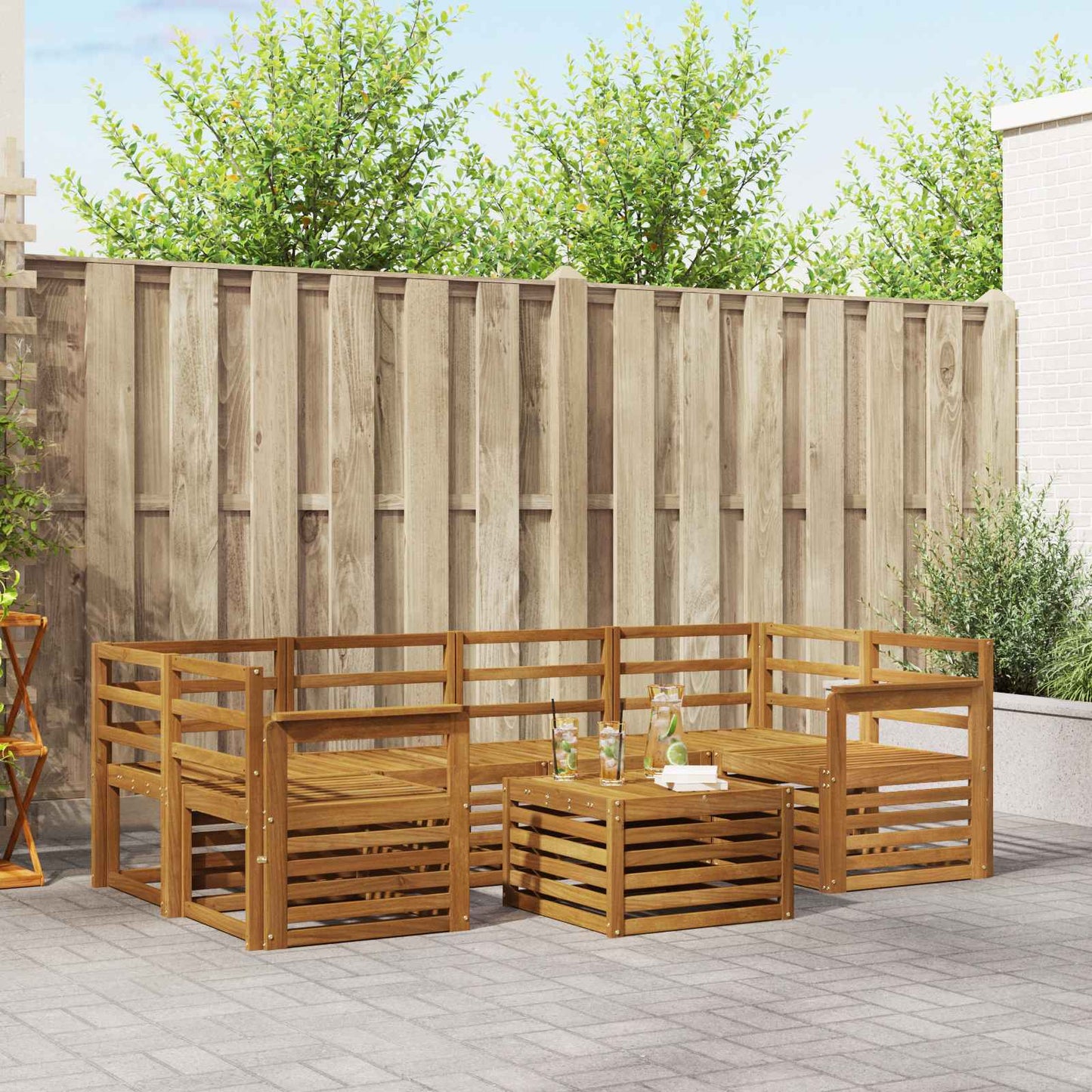 Set divani 7 pcs Naturale Legno di Acacia Massello