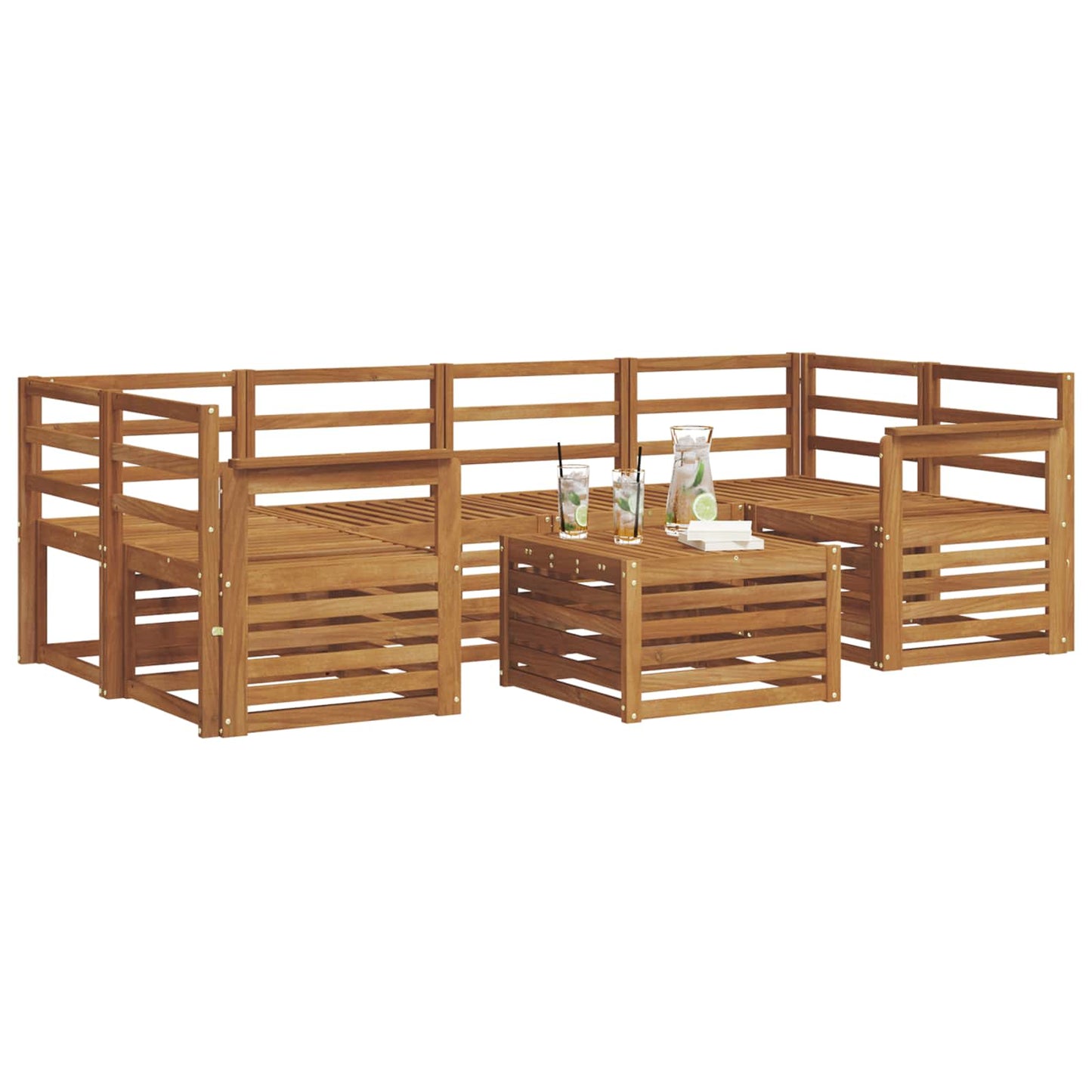 Set divani 7 pcs Naturale Legno di Acacia Massello