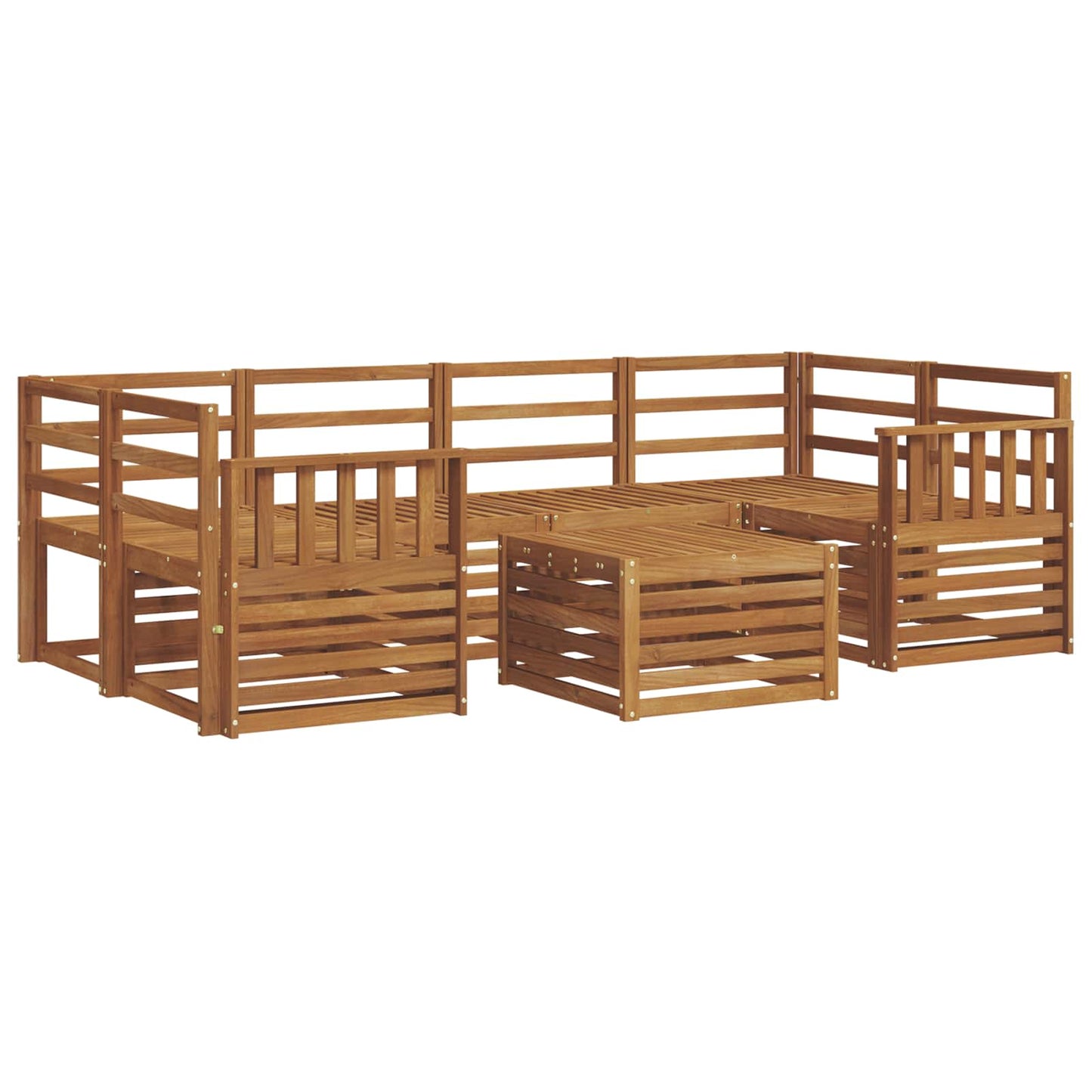 Set divani 7 pcs Naturale Legno di Acacia Massello