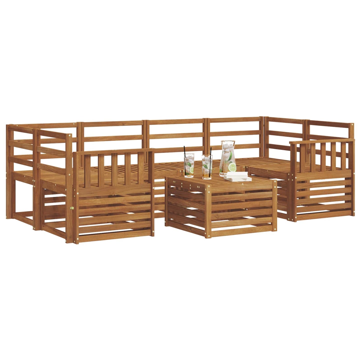 Set divani 7 pcs Naturale Legno di Acacia Massello