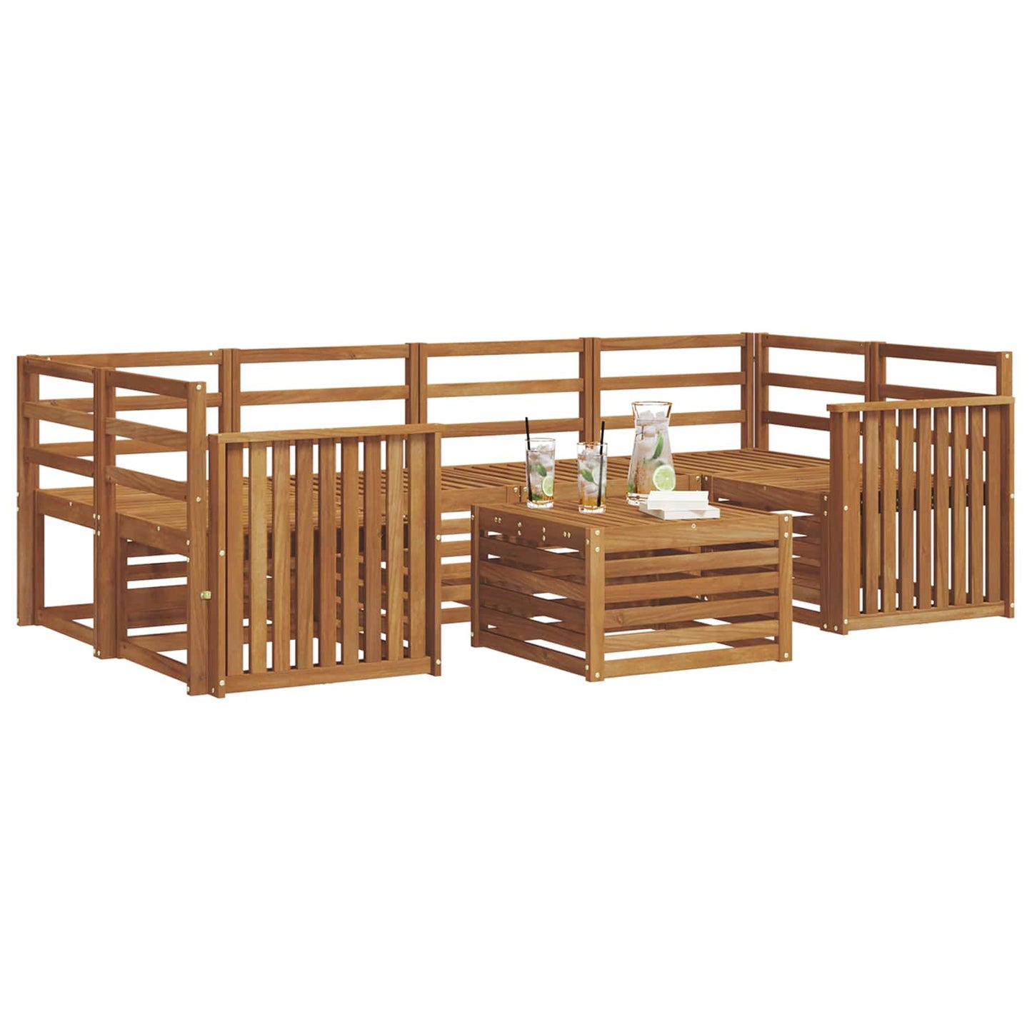 Set divani 7 pcs Naturale Legno di Acacia Massello