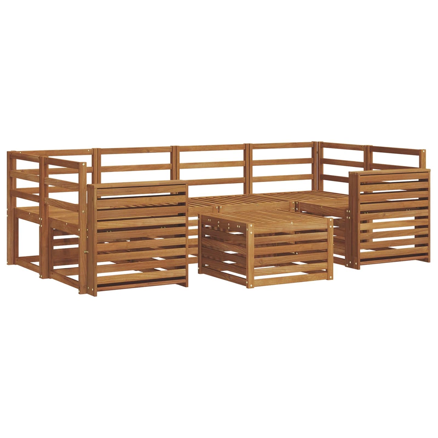 Set divani 7 pcs Naturale Legno di Acacia Massello