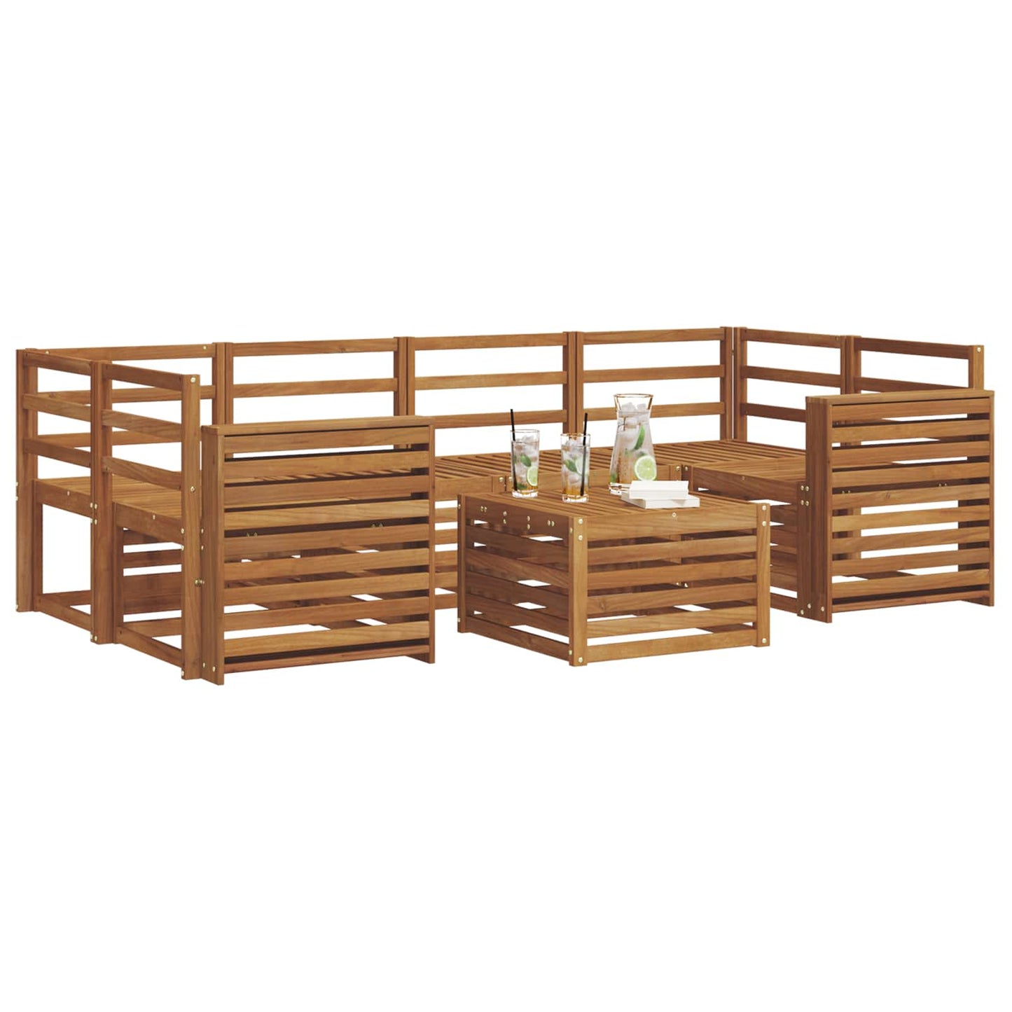 Set divani 7 pcs Naturale Legno di Acacia Massello
