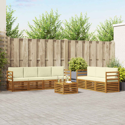 Set divani 8 pcs Naturale e Crema Legno di Acacia Massello