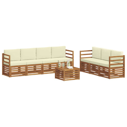 Set divani 8 pcs Naturale e Crema Legno di Acacia Massello