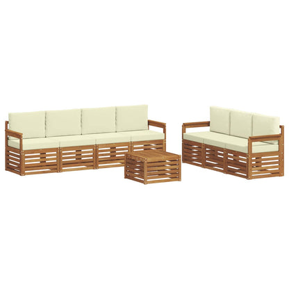Set divani 8 pcs Naturale e Crema Legno di Acacia Massello