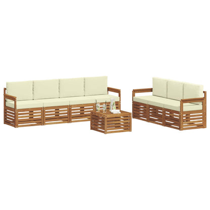 Set divani 8 pcs Naturale e Crema Legno di Acacia Massello