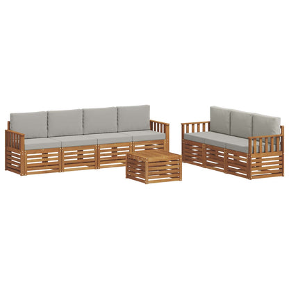 Set divani con cuscino 8 pcs Grigio Naturale e Chiaro