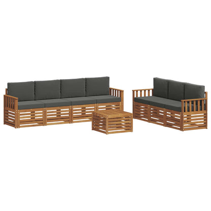 Set divani 8 pcs Naturale e Antracite Legno di Acacia Massello