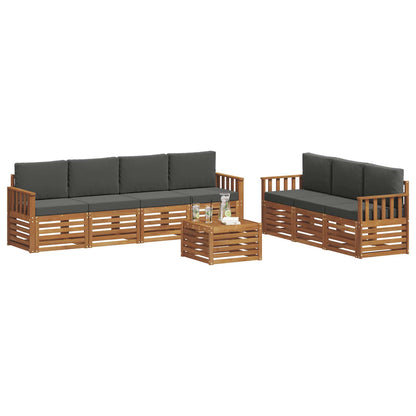 Set divani 8 pcs Naturale e Antracite Legno di Acacia Massello