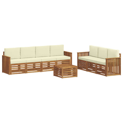 Set divani 8 pcs Naturale e Crema Legno di Acacia Massello