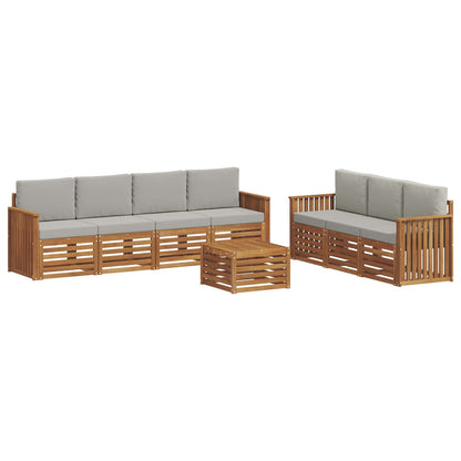 Set divani con cuscino 8 pcs Grigio Naturale e Chiaro