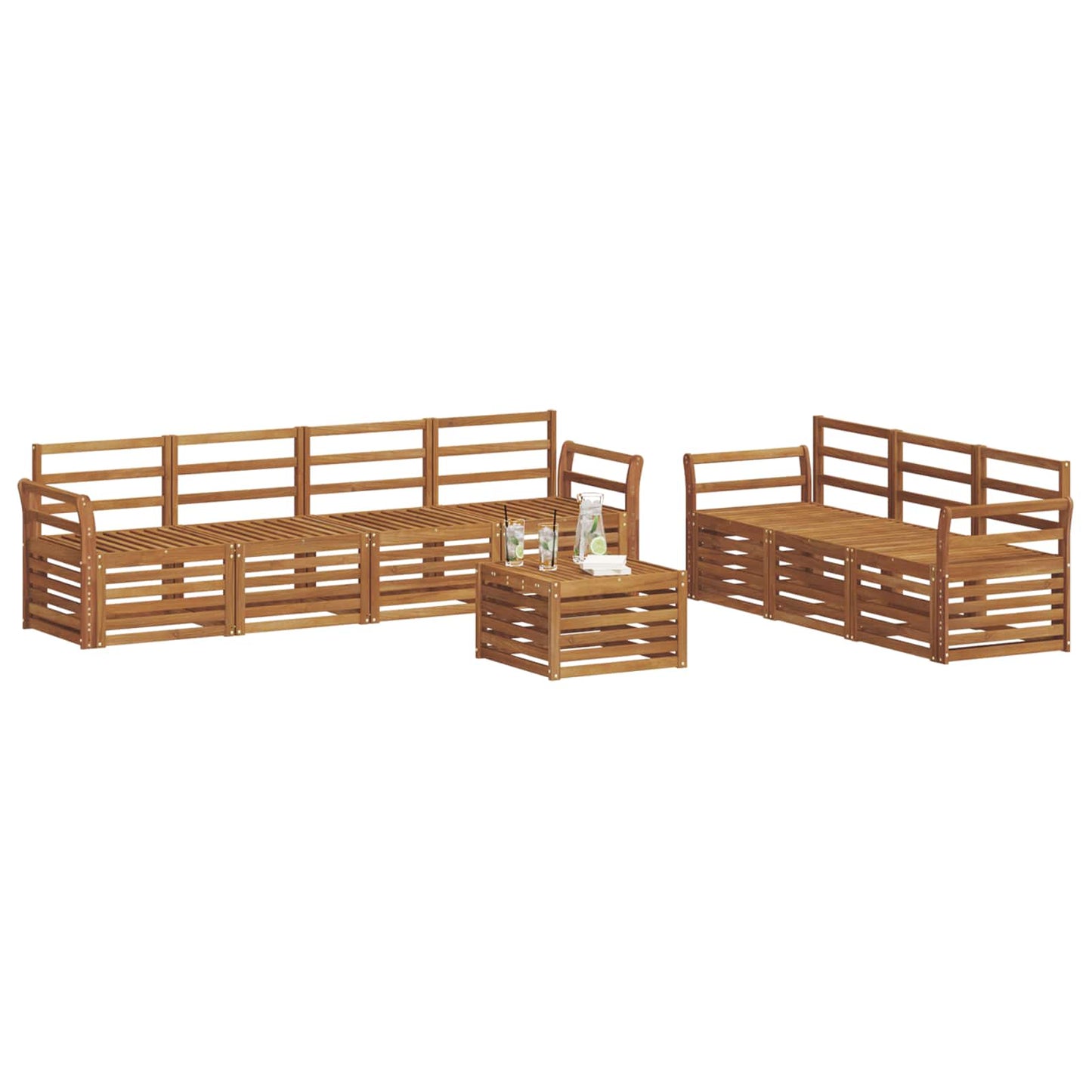 Set divani 8 pcs Naturale Legno di Acacia Massello