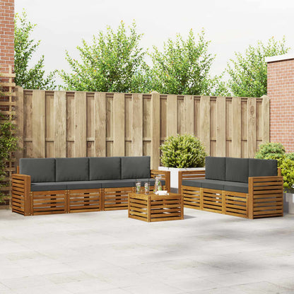 Set divani 8 pcs Naturale e Antracite Legno di Acacia Massello