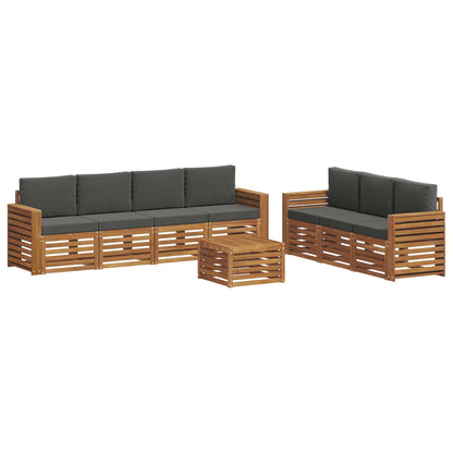Set divani 8 pcs Naturale e Antracite Legno di Acacia Massello
