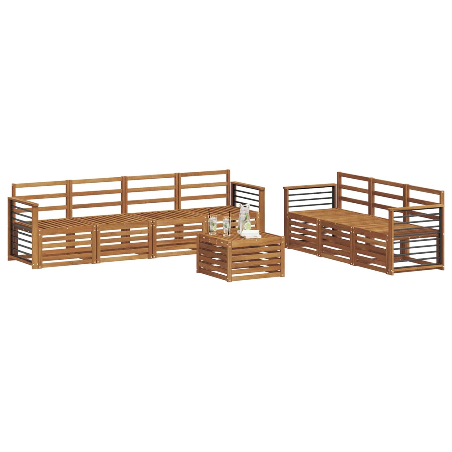 Set divani 8 pcs Naturale Legno di Acacia Massello