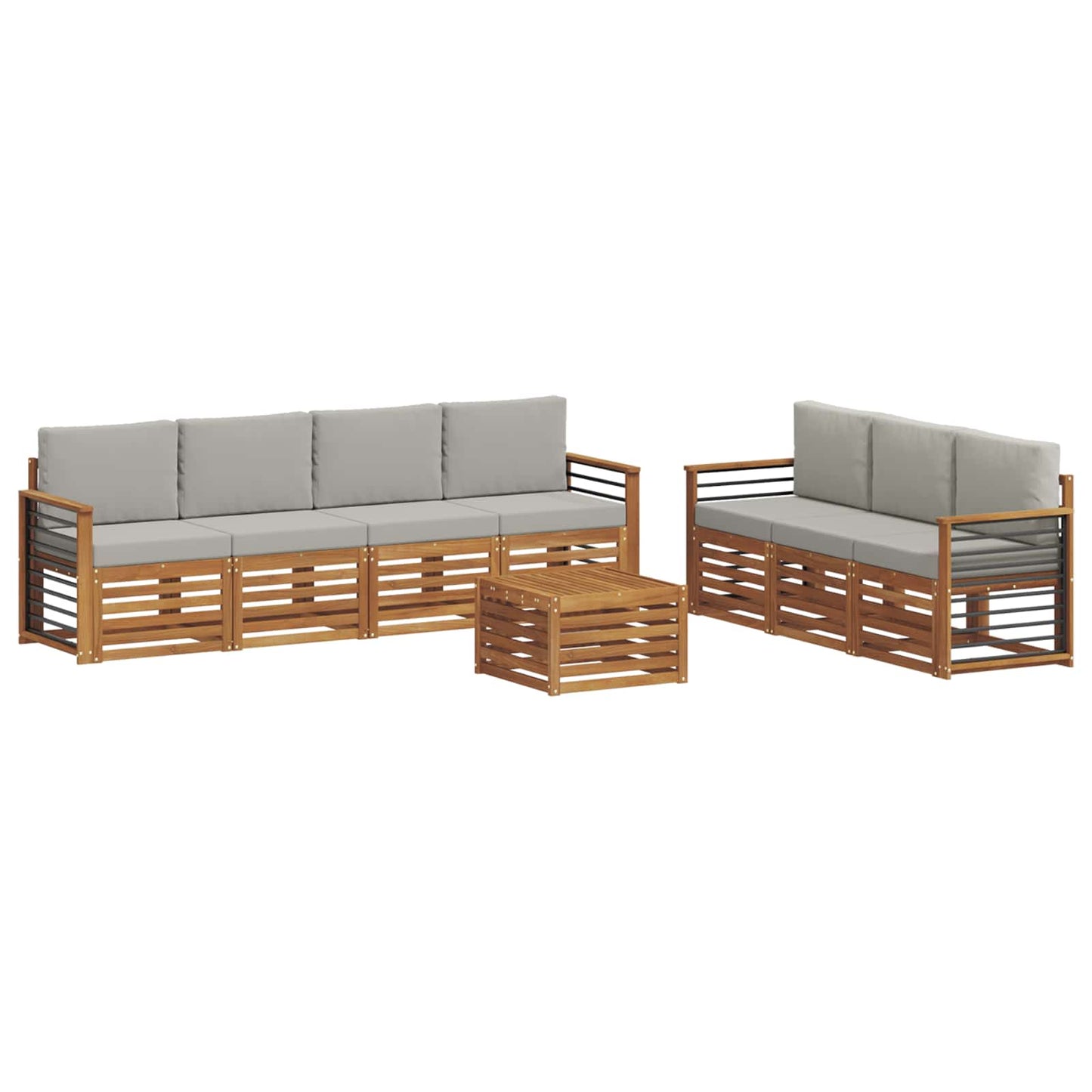Set divani con cuscino 8 pcs Grigio Naturale e Chiaro