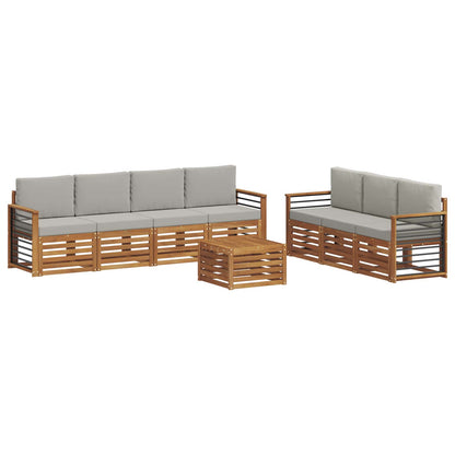 Set divani con cuscino 8 pcs Grigio Naturale e Chiaro