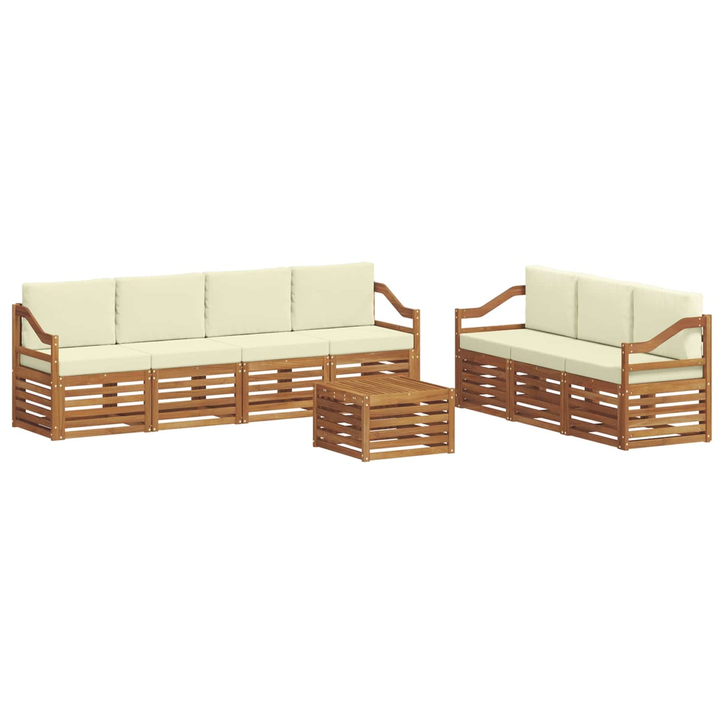 Set divani 8 pcs Naturale e Crema Legno di Acacia Massello