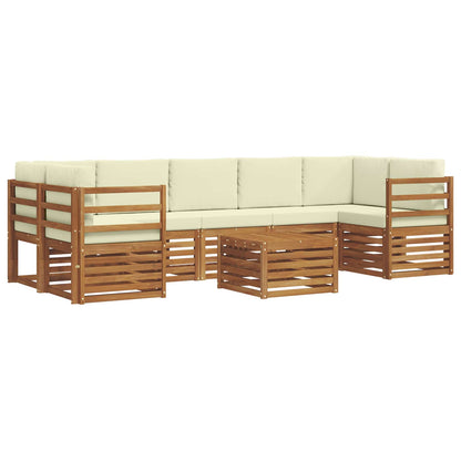 Set divani 8 pcs Naturale e Crema Legno di Acacia Massello