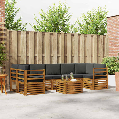 Set divani 8 pcs Naturale e Antracite Legno di Acacia Massello