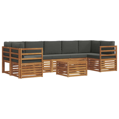 Set divani 8 pcs Naturale e Antracite Legno di Acacia Massello