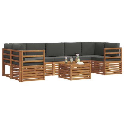 Set divani 8 pcs Naturale e Antracite Legno di Acacia Massello
