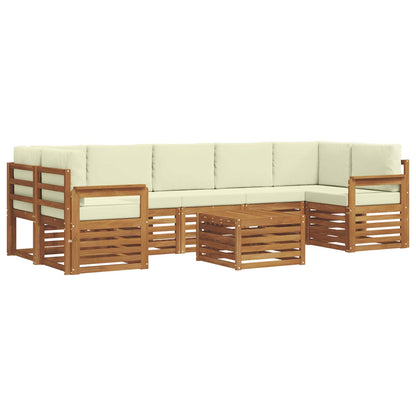 Set divani 8 pcs Naturale e Crema Legno di Acacia Massello