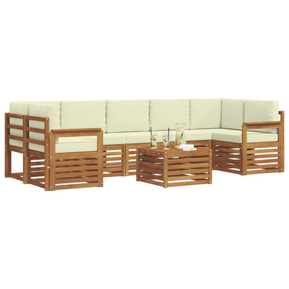 Set divani 8 pcs Naturale e Crema Legno di Acacia Massello