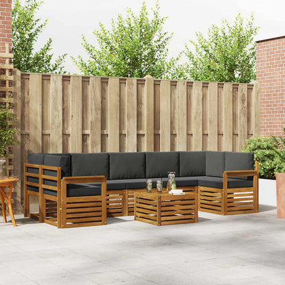 Set divani 8 pcs Naturale e Antracite Legno di Acacia Massello