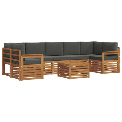 Set divani 8 pcs Naturale e Antracite Legno di Acacia Massello