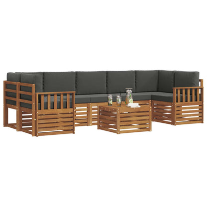 Set divani 8 pcs Naturale e Antracite Legno di Acacia Massello