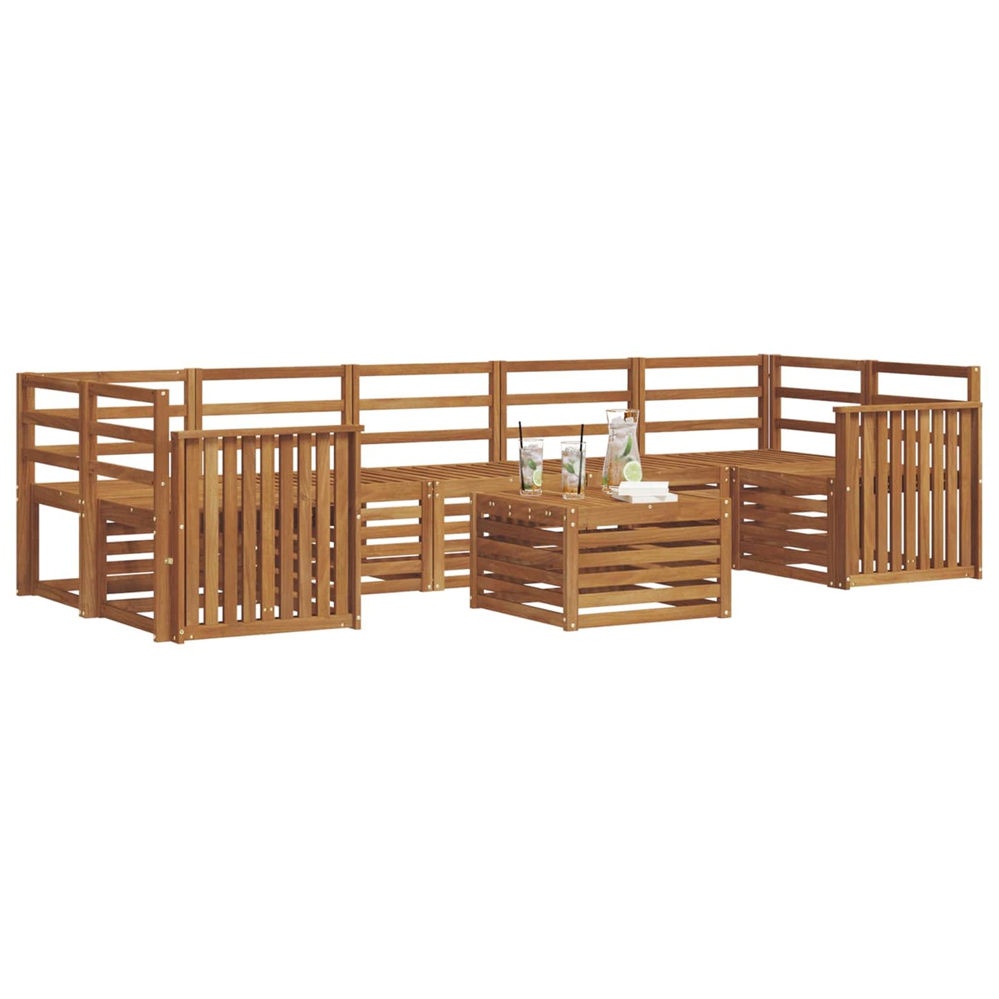 Set divani 8 pcs Naturale Legno di Acacia Massello