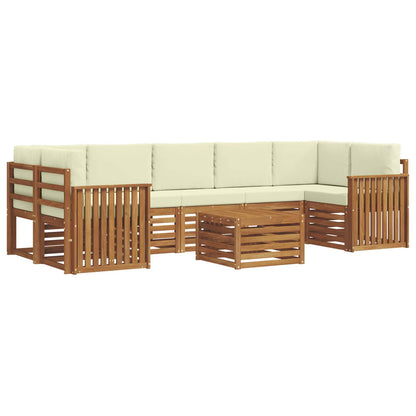 Set divani 8 pcs Naturale e Crema Legno di Acacia Massello