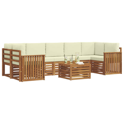 Set divani 8 pcs Naturale e Crema Legno di Acacia Massello