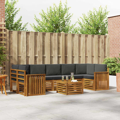 Set divani 8 pcs Naturale e Antracite Legno di Acacia Massello
