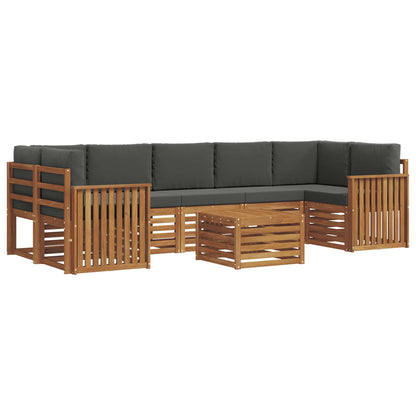 Set divani 8 pcs Naturale e Antracite Legno di Acacia Massello