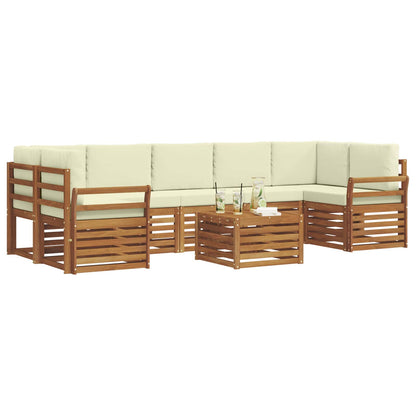Set divani 8 pcs Naturale e Crema Legno di Acacia Massello